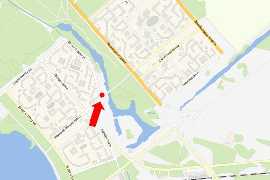 Схема рекламної площини за адресою 40-летия Победы ул., возле моста, супермаркета "АТБ"