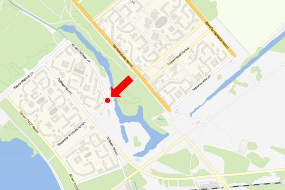 Схема рекламной плоскости по адресу 40-летия Победы ул., возле моста, супермаркета "АТБ"