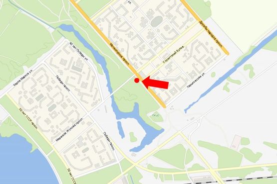 Схема рекламной плоскости по адресу Металлургов пр. / бул. Строителей, возле рынка, супермаркета "АТБ"