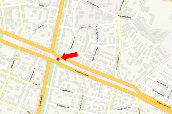 Схема рекламной плоскости по адресу Свободы пр. (бывш. Ленина пр.) / пр. Аношкина, возле магазина "Дружба"