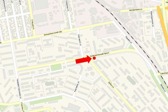 Схема рекламной плоскости по адресу Стуса пр. (бывш. Комсомольский пр.) / Звенигородская ул. (бывш. Бойко ул.), возле кинотеатра "Комсомолец"