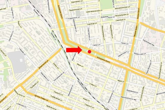 Схема рекламной плоскости по адресу Аношкина пр. / ул. Спортивная, разделитель, возле школы № 31