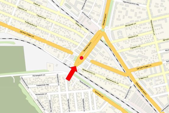 Схема рекламной плоскости по адресу Свободы пр. (бывш. Ленина пр.), 103, возле ж/д вокзала, разделитель, со стороны вокзала, в центр