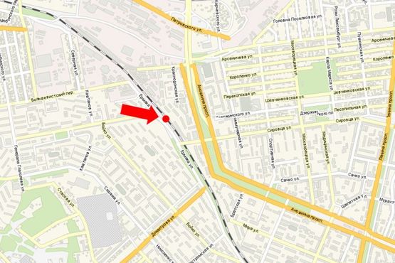 Схема рекламной плоскости по адресу Стуса пр. (бывш. Комсомольский пр.), ж/д платформа, возле гостиницы "Зоря"