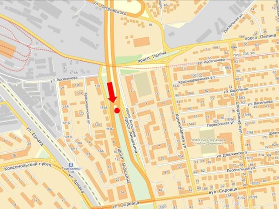 Схема рекламной плоскости по адресу Аношкина пр., 119-А, разделитель, в центр