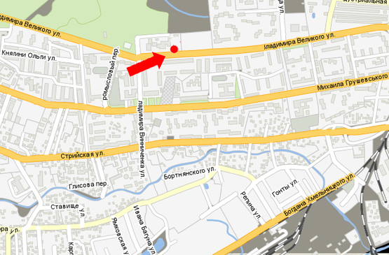 Схема рекламной плоскости по адресу Владимира Великого ул. / ул. Винниченко