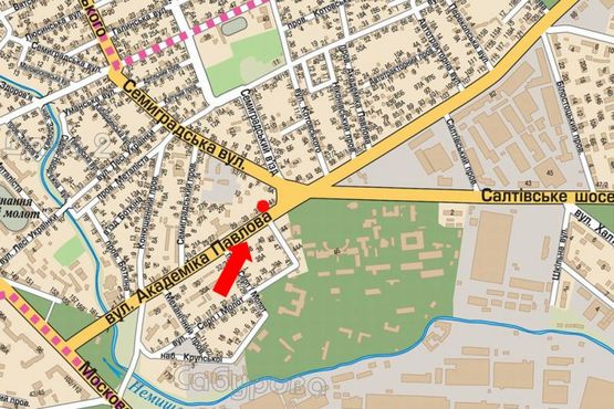 Схема рекламной плоскости по адресу Павлова ул. / Семиградская ул., флажок, в сторону рынка Барабашово