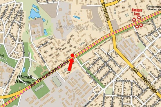 Схема рекламной плоскости по адресу Полтавский шлях, 188 / Победителей ул., флажок, в центр