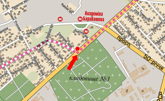 Схема рекламной плоскости по адресу Павлова ул. / Тюринская ул. (бывш. Якира ул.), флажок, в сторону рынка "Барабашова"