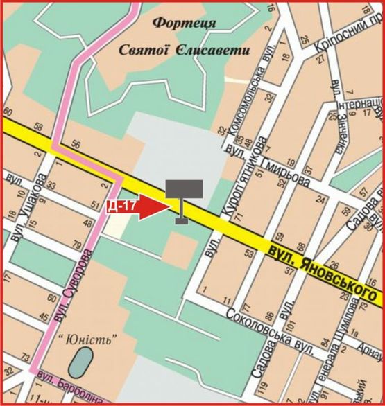 Схема рекламной плоскости по адресу ул.Яновского