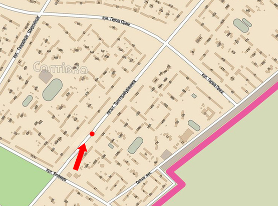 Схема рекламної площини за адресою Тракторостроителей пр., 134, в сторону Валентиновская ул. (бывш. Блюхера ул.)