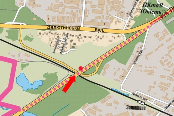 Схема рекламной плоскости по адресу Полтавский шлях, возле гидропарка, в центр