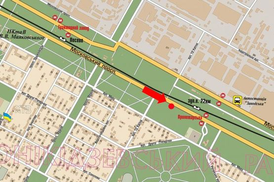 Схема рекламной плоскости по адресу Московский пр. / 12-го Апреля ул., из центра