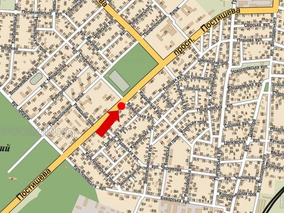 Схема рекламной плоскости по адресу Малой пр. (бывш. Постышева пр.), 55, в центр