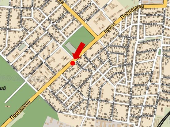 Схема рекламной плоскости по адресу Малой пр. (бывш. Постышева пр.), 55, из центра