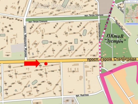 Схема рекламної площини за адресою Героев Сталинграда пр., 154, из центра