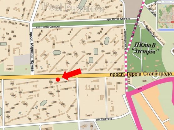 Схема рекламної площини за адресою Героев Сталинграда пр., 154, в центр