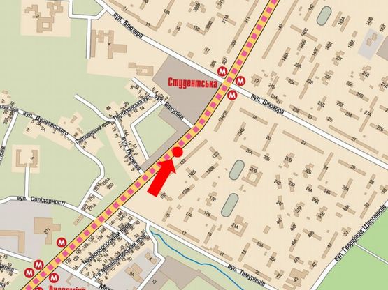 Схема рекламной плоскости по адресу Павлова ул., 132, в сторону ст. м. "Студенческая"