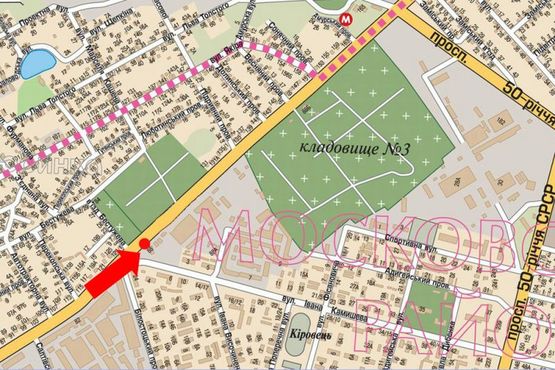 Схема рекламной плоскости по адресу Павлова ул., 88 / Подрывной пер., в сторону рынка "Барабашово"