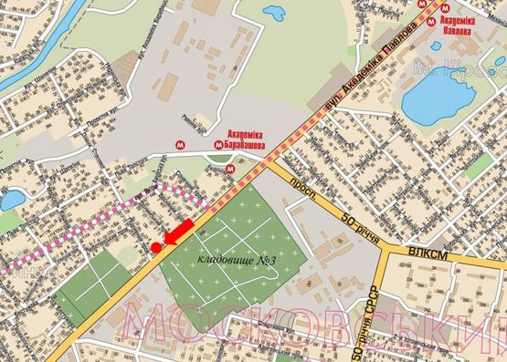 Схема рекламной плоскости по адресу Павлова ул., 133 / Подрывной пер., в сторону Московский пр., центра