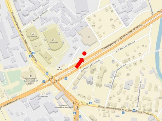 Схема рекламної площини за адресою Новый мост / Панасовский проезд, в сторону центра