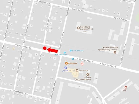 Схема рекламной плоскости по адресу Салтовское шоссе, 117, в центр