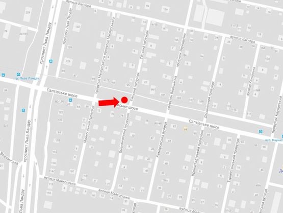 Схема рекламной плоскости по адресу Салтовское шоссе - пер. Ейский, из центра