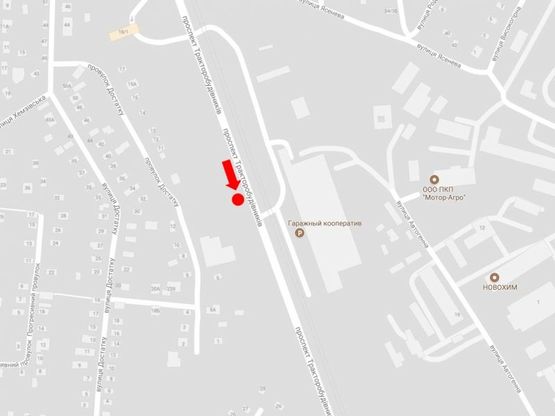 Схема рекламної площини за адресою Тракторостроителей пр., возле гаражного кооператива, в сторону ХТЗ