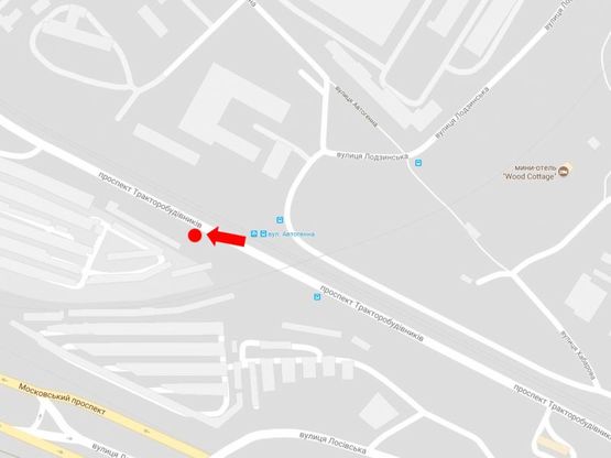 Схема рекламної площини за адресою Тракторостроителей пр., в сторону Салтовского шоссе