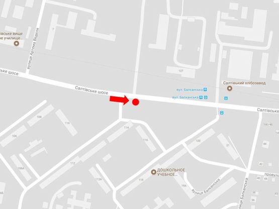 Схема рекламной плоскости по адресу Салтовское шоссе, 114, из центра