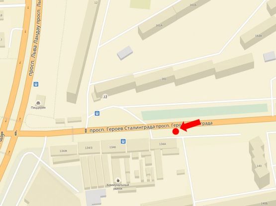 Схема рекламної площини за адресою Героев Сталинграда пр., 136В, в сторону Гагарина пр.