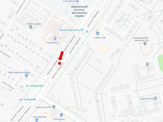 Схема рекламной плоскости по адресу Победы пр., 48, разделитель, в сторону Клочковской ул.