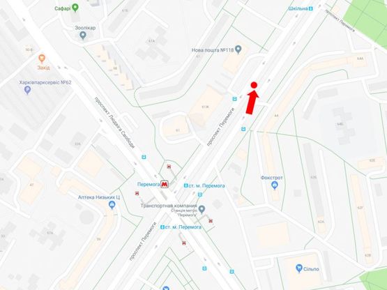 Схема рекламной плоскости по адресу Победы пр., 61, разделитель, из центра