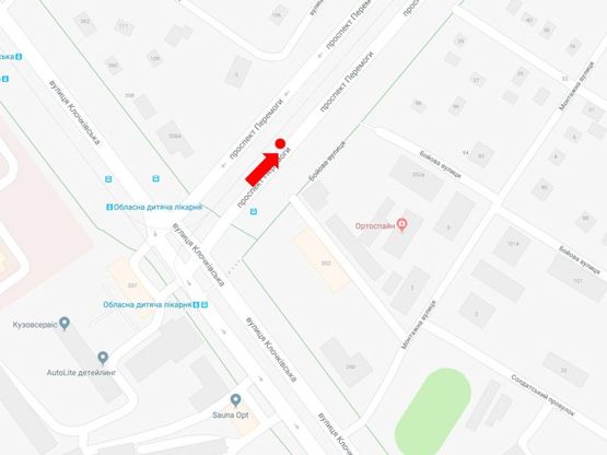 Схема рекламної площини за адресою Победы пр. / Клочковская ул., разделитель, в сторону Свободы пр.