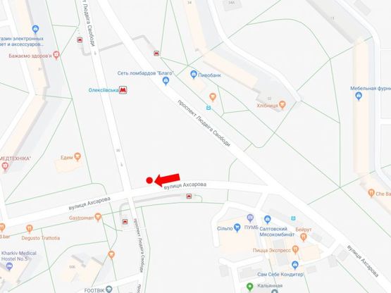 Схема рекламної площини за адресою Ахсарова ул. / Свободы пр., ст. м. "Алексеевская", в сторону Победы пр.