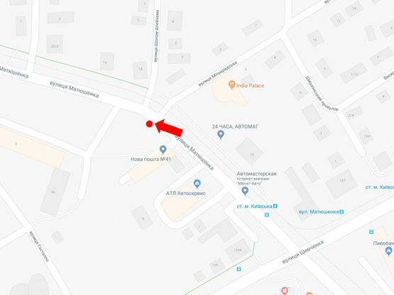 Схема рекламної площини за адресою Матюшенко ул., 7Б, ст. м. "Киевская", в сторону Пушкинской ул.