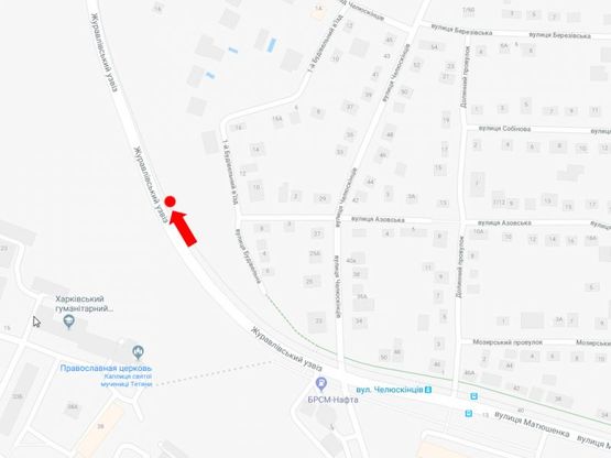 Схема рекламної площини за адресою Журавлевский спуск (бывш. Веснина спуск) / ул. Челюскинцев, в сторону ул. Пушкинской