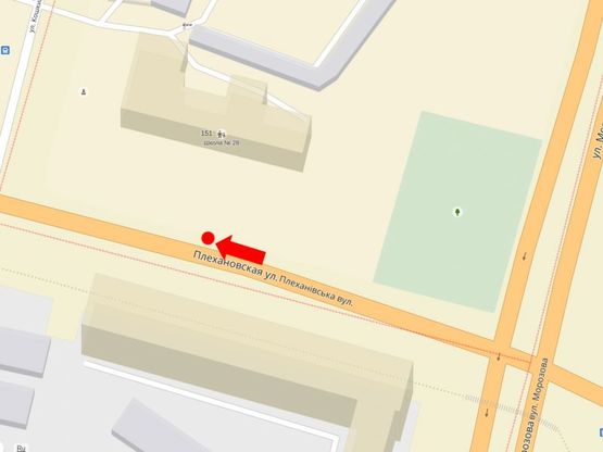 Схема рекламной плоскости по адресу Плехановская ул., 151 / Волкова ул. (бывш. Морозова ул.), в центр