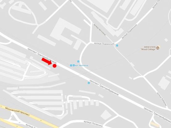 Схема рекламной плоскости по адресу Тракторостроителей пр., 2, в сторону ХТЗ