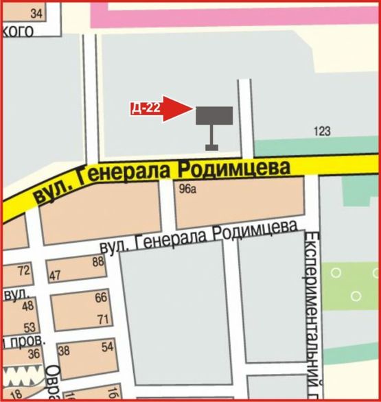 Схема рекламной плоскости по адресу ул.Родимцева, 100