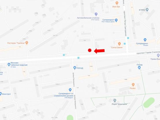 Схема рекламной плоскости по адресу Героев Сталинграда пр., 169, в сторону пр. Ландау