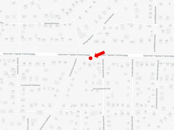 Схема рекламної площини за адресою Героев Сталинграда пр., 104 - ул. Автодорожная, в сторону пр. Гагарина