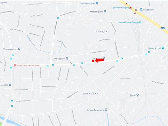 Схема рекламной плоскости по адресу Гольдберговская ул. (бывш. ул. 1й конной армии), 62, в сторону Грековской ул.