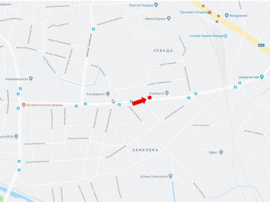 Схема рекламної площини за адресою Гольдберговская ул. (бывш. ул. 1й конной армии), 62, в сторону пр. Гагарина