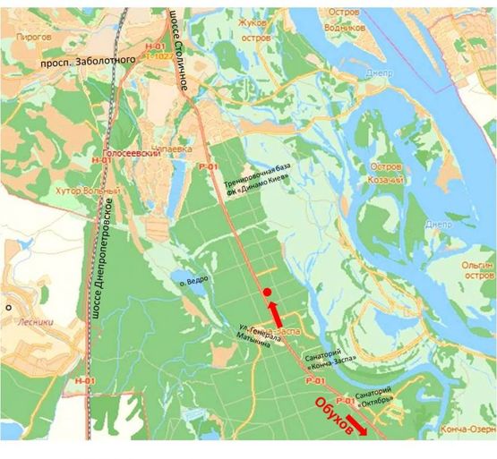 Схема рекламной плоскости по адресу Столичное шоссе, остановка "Лесная", в Киев