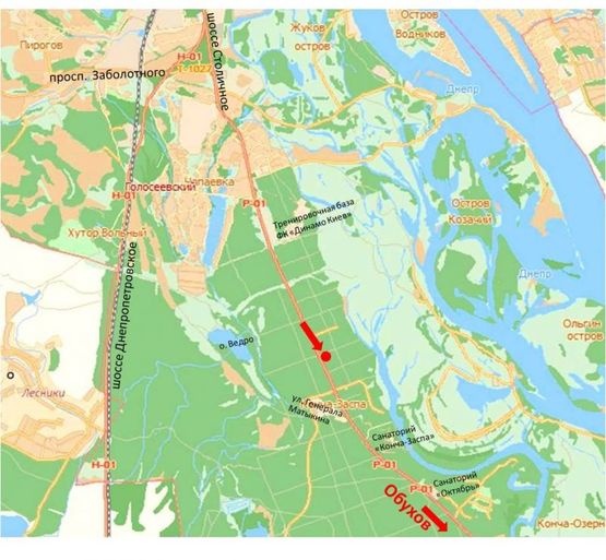 Схема рекламної площини за адресою Столичное шоссе, остановка "Лесная", из Киева