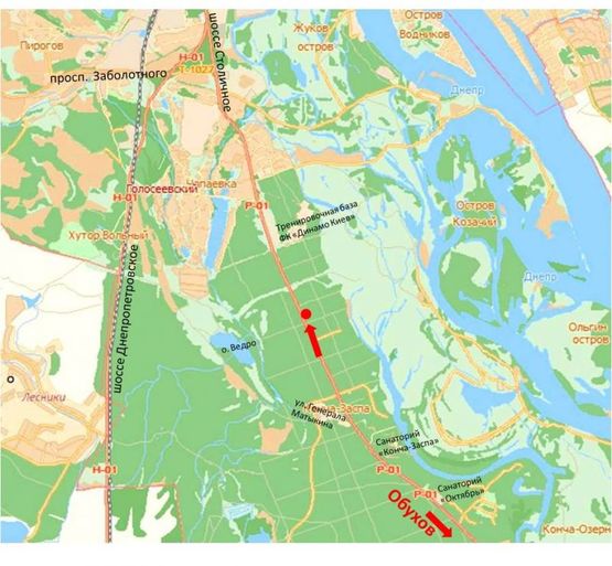 Схема рекламной плоскости по адресу Столичное шоссе, 700м до остановки "Конче-Заспа", в Киев