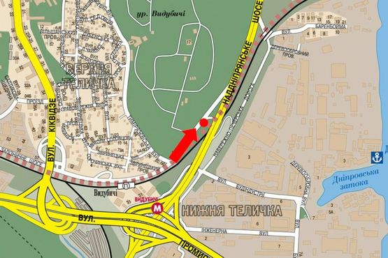 Схема рекламної площини за адресою Железнодорожное шоссе / Тимирязевская ул., выезд на Надднепрянское шоссе