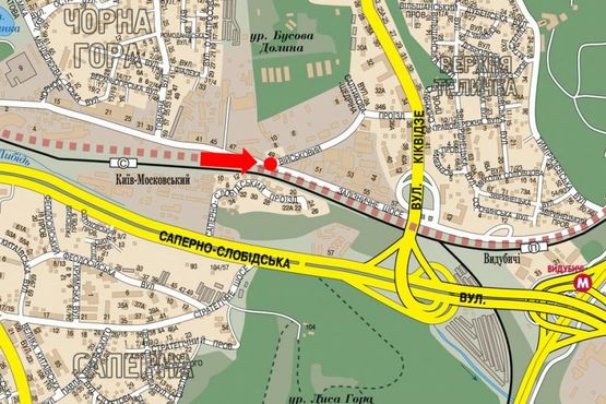 Схема рекламної площини за адресою Железнодорожное шоссе, 49, в сторону супермаркета "Велика Кишеня", Бойчука ул. (бывш. Киквидзе ул.)