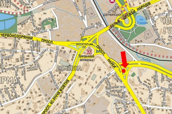 Схема рекламної площини за адресою Саперно-Слободская ул., 60м до Науки пр., АЗС, в сторону Науки пр. и автовокзала